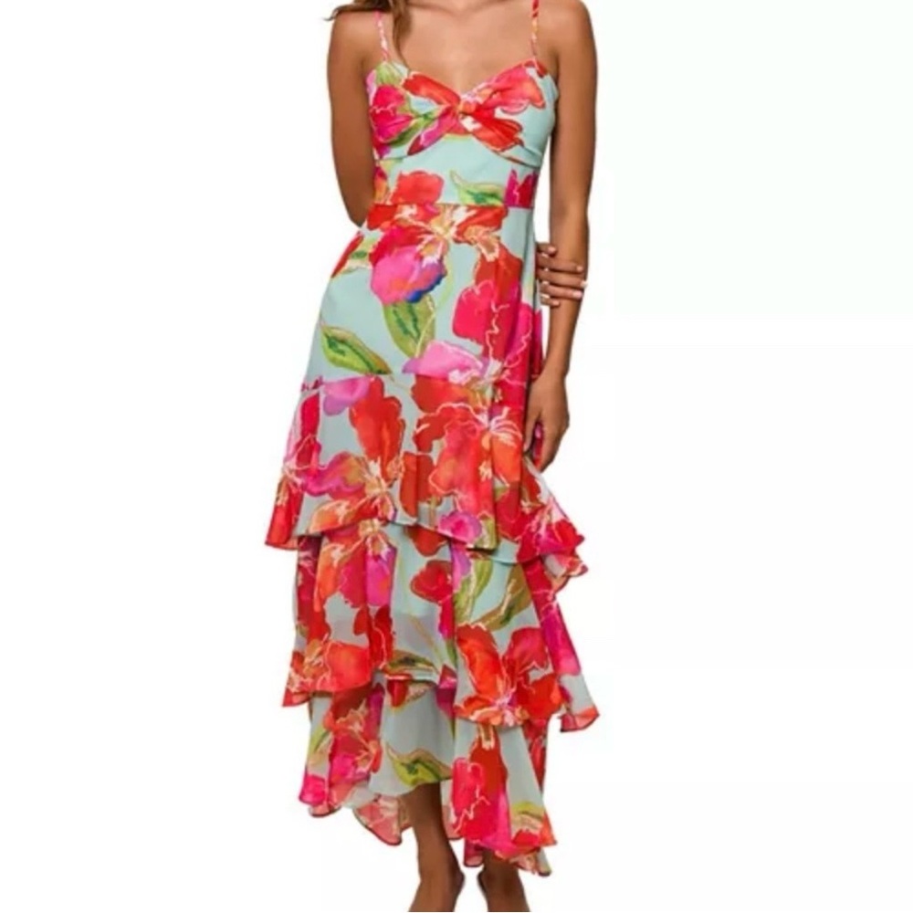 Hutch Kennedi Floral Ruffle Maxi Dress NWT